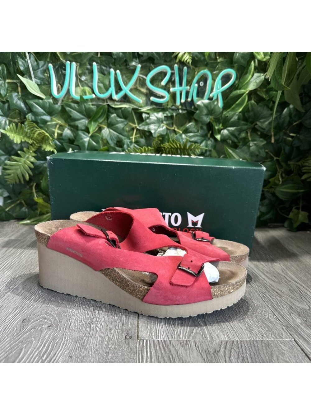 Mephisto Terie Womens Size 11  US 41 EU Wedge Sandals Red Nubuck Leather Shoes